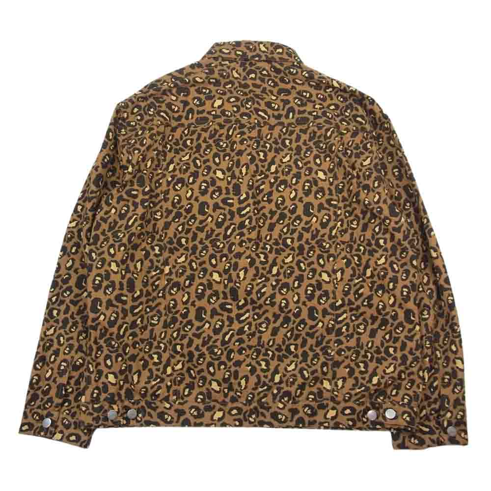 A BATHING APE アベイシングエイプ LEOPARD TRUCKER JACKET レオパード トラッカー ジャケット ブラウン系 2XL【美品】【中古】