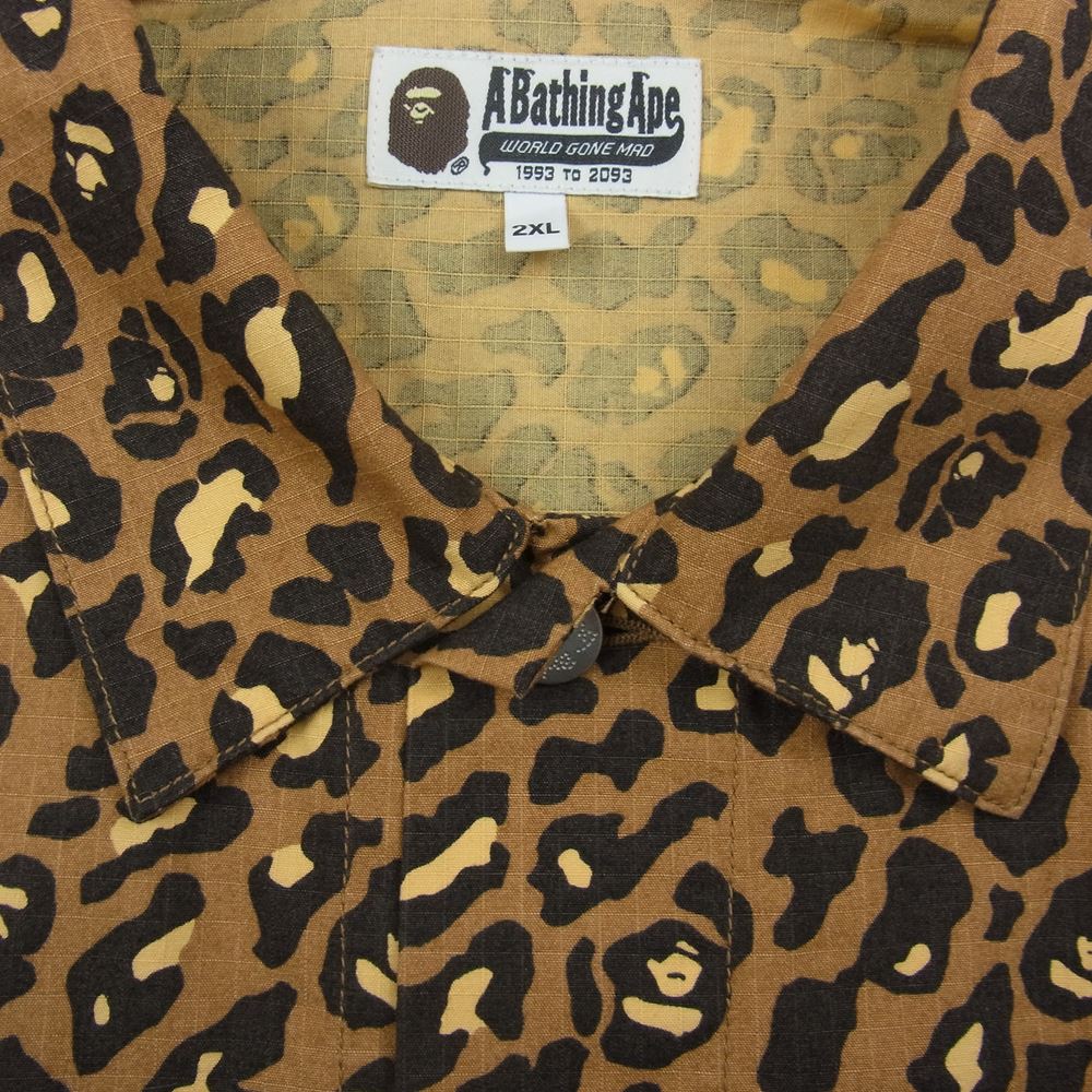 A BATHING APE アベイシングエイプ LEOPARD TRUCKER JACKET レオパード トラッカー ジャケット ブラウン系 2XL【美品】【中古】