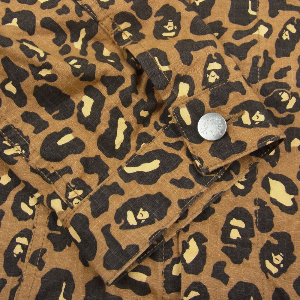 A BATHING APE アベイシングエイプ LEOPARD TRUCKER JACKET レオパード トラッカー ジャケット ブラウン系 2XL【美品】【中古】