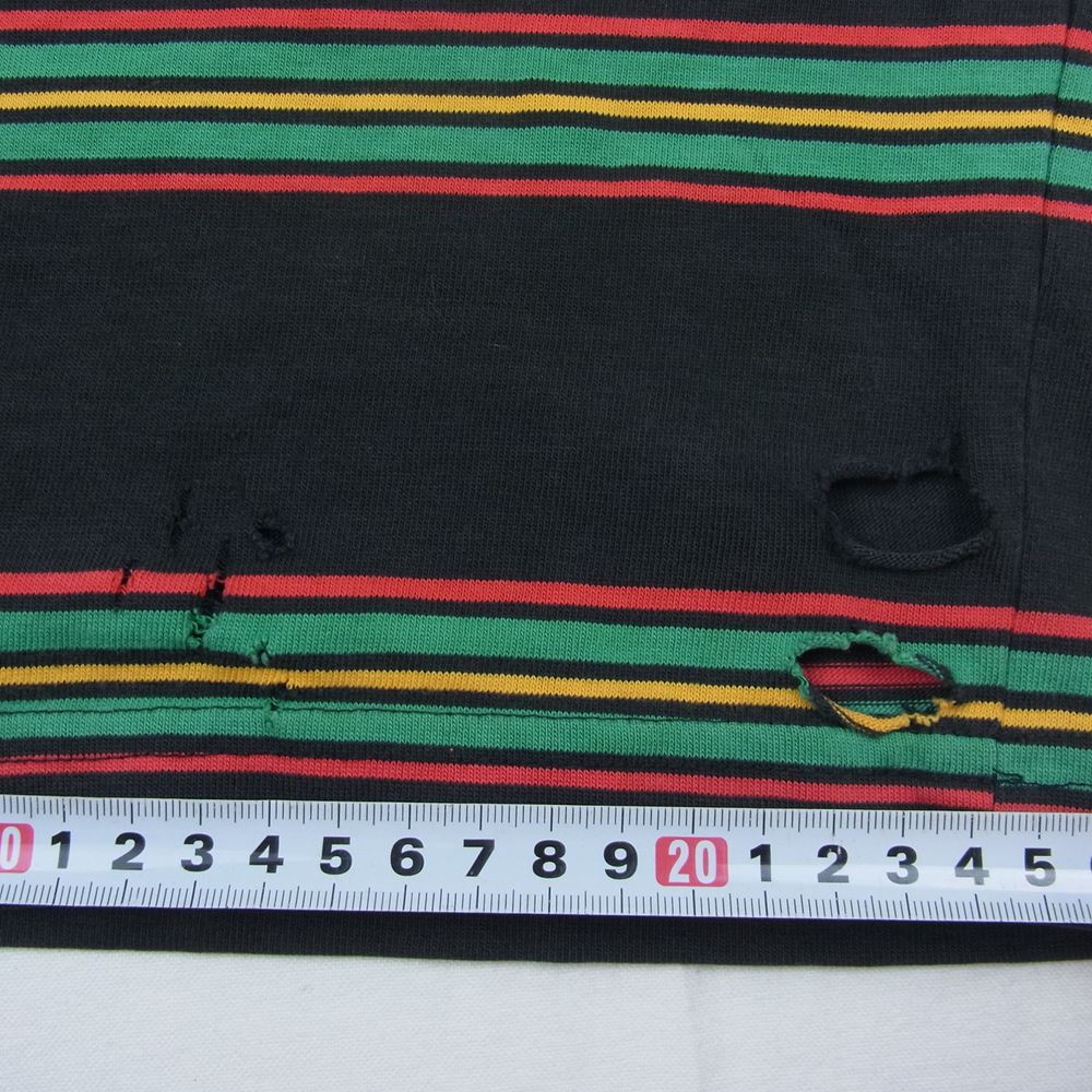 STUSSY ステューシー 80s 90s ヴィンテージ オールド 黒タグ ボーダーポケット TEE 半袖 Tシャツ ラスタ ブラック系【中古】
