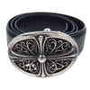 CHROME HEARTS クロムハーツ（原本無） OVAL CROSS STRAP1.5  1.5 クラシック オーバル バックル レザー ベルト ブラック系 34【中古】