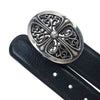 CHROME HEARTS クロムハーツ（原本無） OVAL CROSS STRAP1.5  1.5 クラシック オーバル バックル レザー ベルト ブラック系 34【中古】