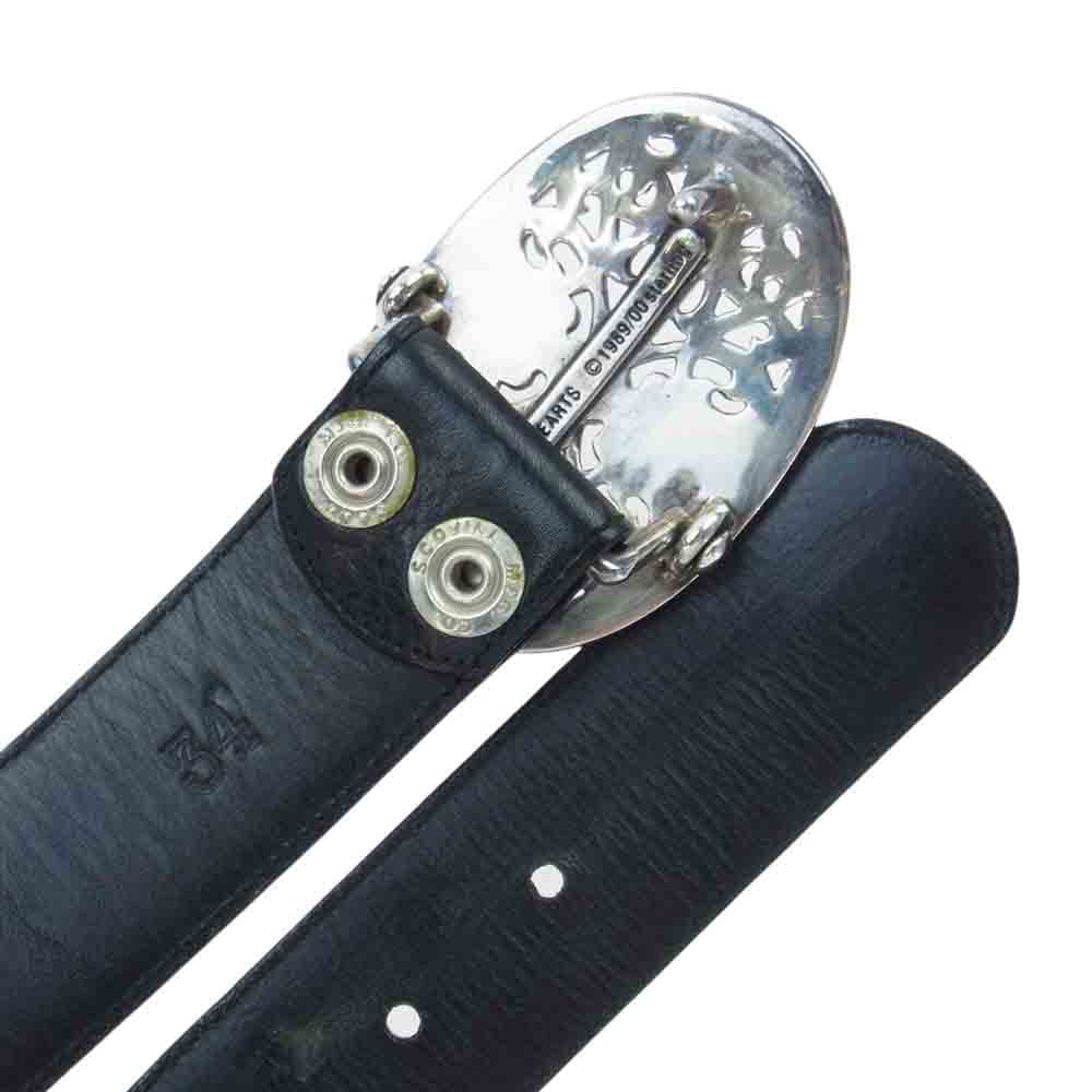 CHROME HEARTS クロムハーツ（原本無） OVAL CROSS STRAP1.5  1.5 クラシック オーバル バックル レザー ベルト ブラック系 34【中古】