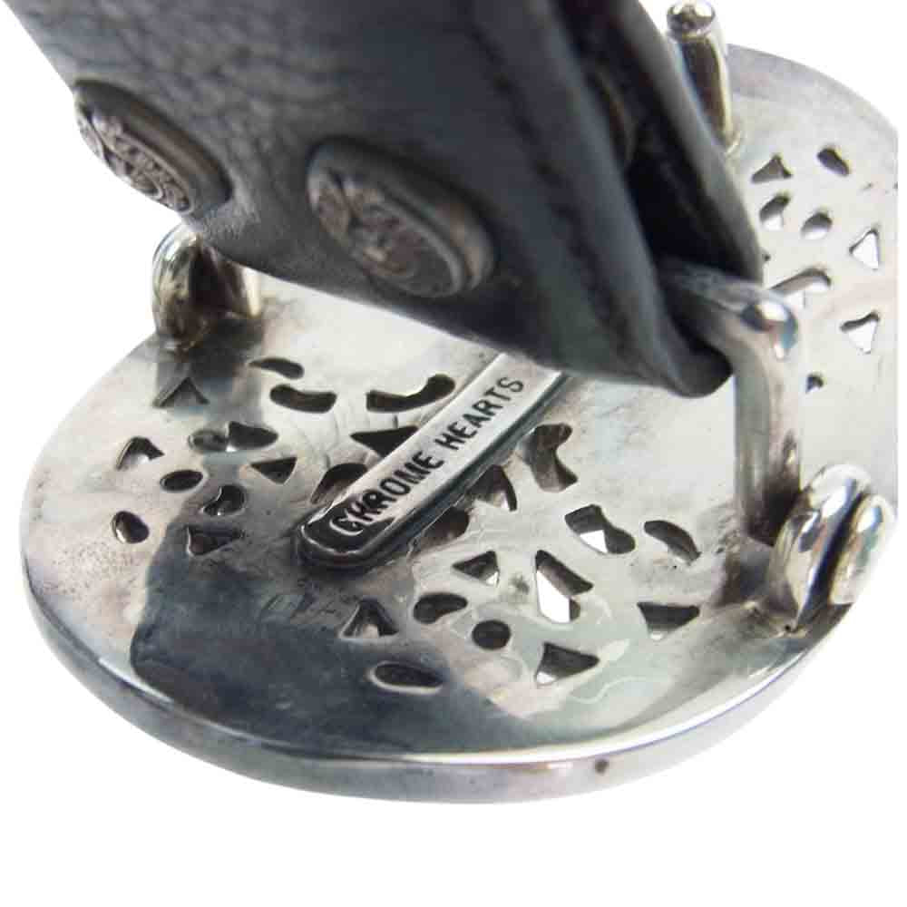 CHROME HEARTS クロムハーツ（原本無） OVAL CROSS STRAP1.5  1.5 クラシック オーバル バックル レザー ベルト ブラック系 34【中古】