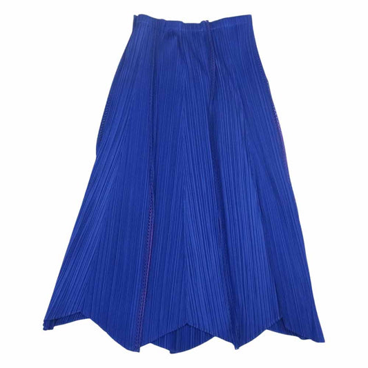 PLEATS PLEASE プリーツプリーズ イッセイミヤケ PP53-JG625 プリーツ加工 カッティング ロングスカート ブルー系 5【美品】【中古】