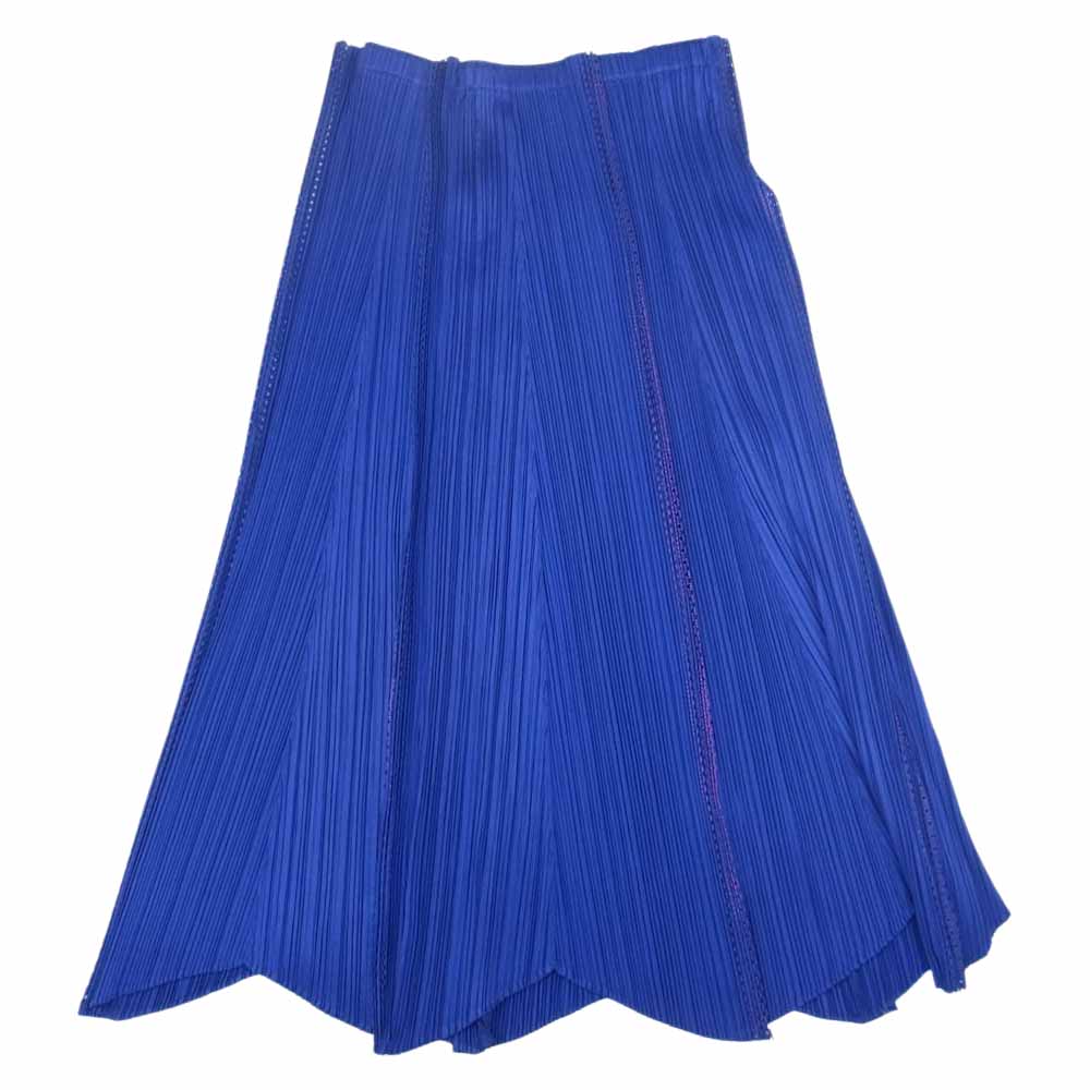 PLEATS PLEASE プリーツプリーズ イッセイミヤケ PP53-JG625 プリーツ加工 カッティング ロングスカート ブルー系 5【美品】【中古】