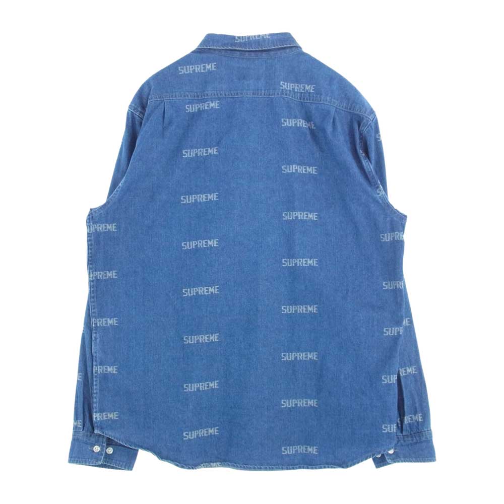 Supreme シュプリーム 19SS Logo Denim Shirt ロゴ デニム シャツ インディゴブルー系 L【中古】