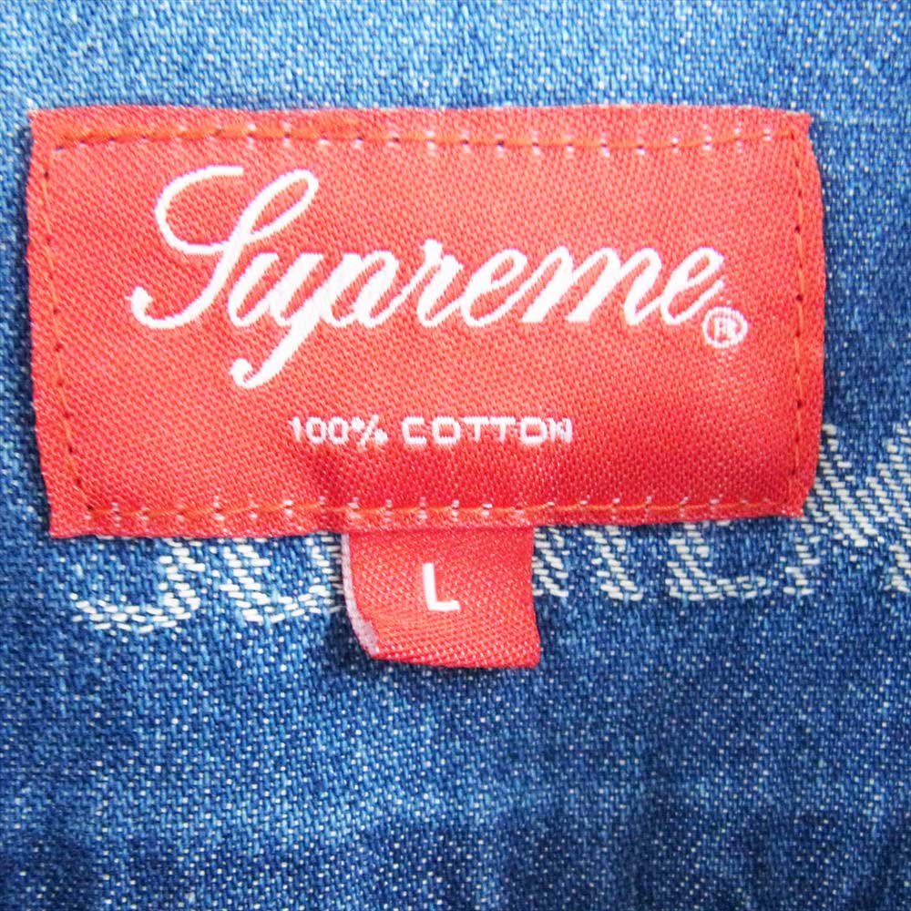 Supreme シュプリーム 19SS Logo Denim Shirt ロゴ デニム シャツ インディゴブルー系 L【中古】