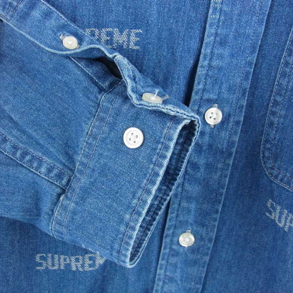 Supreme シュプリーム 19SS Logo Denim Shirt ロゴ デニム シャツ インディゴブルー系 L【中古】