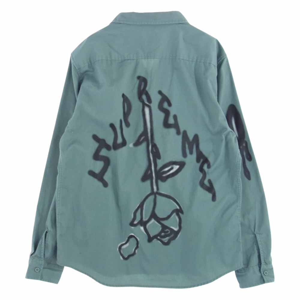 Supreme シュプリーム 18AW Rose L/S Work Shirt ローズ 長袖 ワーク シャツ ライトグリーン系 L【中古】