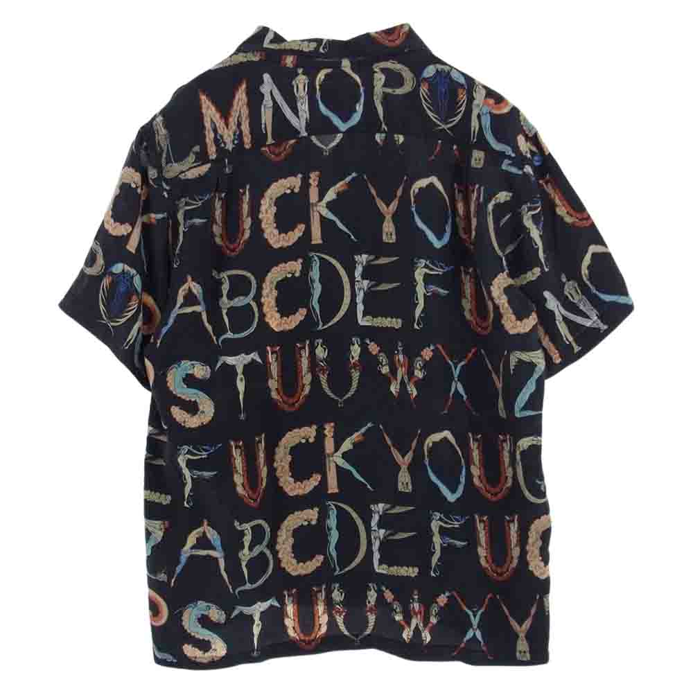 Supreme シュプリーム 18SS Alphabet Silk Shirt アルファベット シルク 半袖 シャツ ブラック系 L【中古】