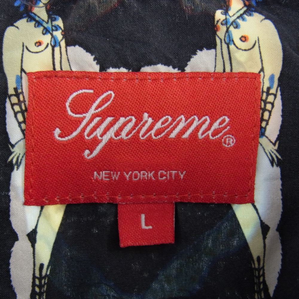 Supreme シュプリーム 18SS Alphabet Silk Shirt アルファベット シルク 半袖 シャツ ブラック系 L【中古】