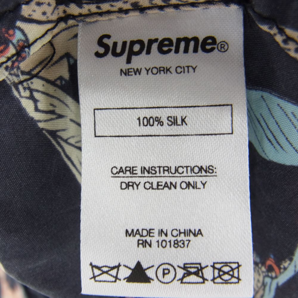 Supreme シュプリーム 18SS Alphabet Silk Shirt アルファベット シルク 半袖 シャツ ブラック系 L【中古】