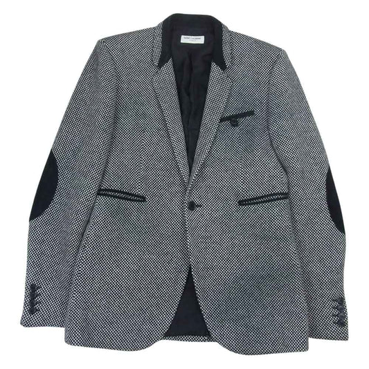 SAINT LAURENT サンローラン 549763 Y527U スエードエルボーパッチ ツイード テーラードジャケット ブラック系 46【中古】