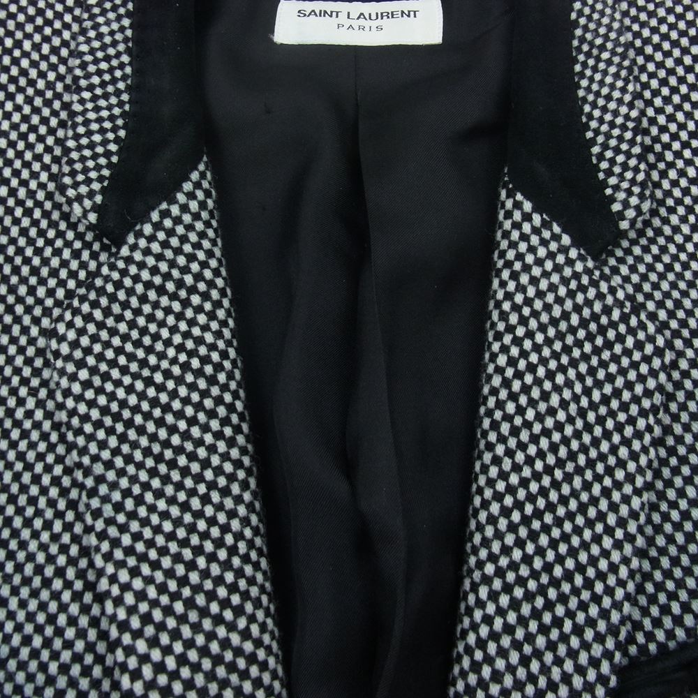 SAINT LAURENT サンローラン 549763 Y527U スエードエルボーパッチ ツイード テーラードジャケット ブラック系 46【中古】
