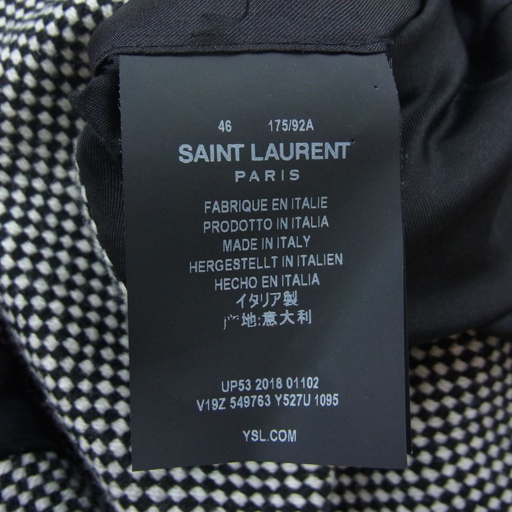 SAINT LAURENT サンローラン 549763 Y527U スエードエルボーパッチ ツイード テーラードジャケット ブラック系 46【中古】