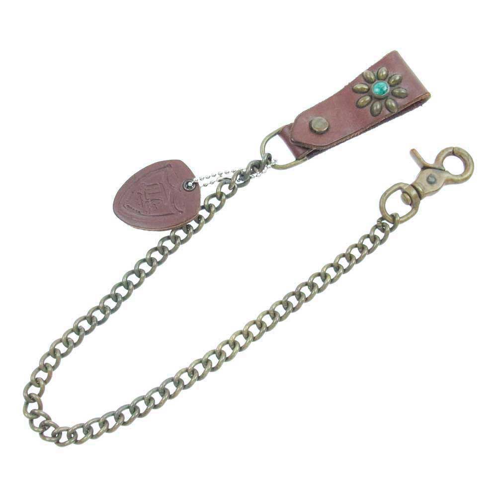 HTC エイチティーシー フラワースタッズキーループ ウォレットチェーン ブラウン系【中古】