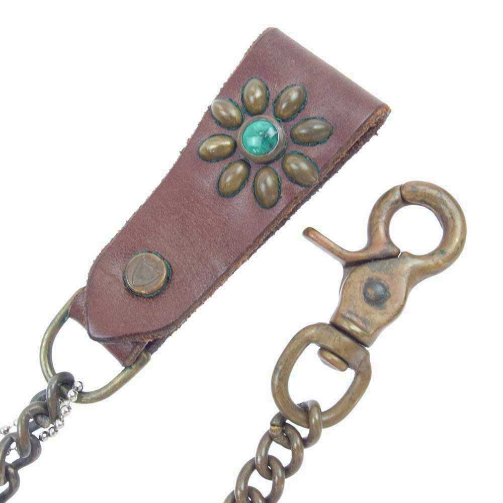 HTC エイチティーシー フラワースタッズキーループ ウォレットチェーン ブラウン系【中古】