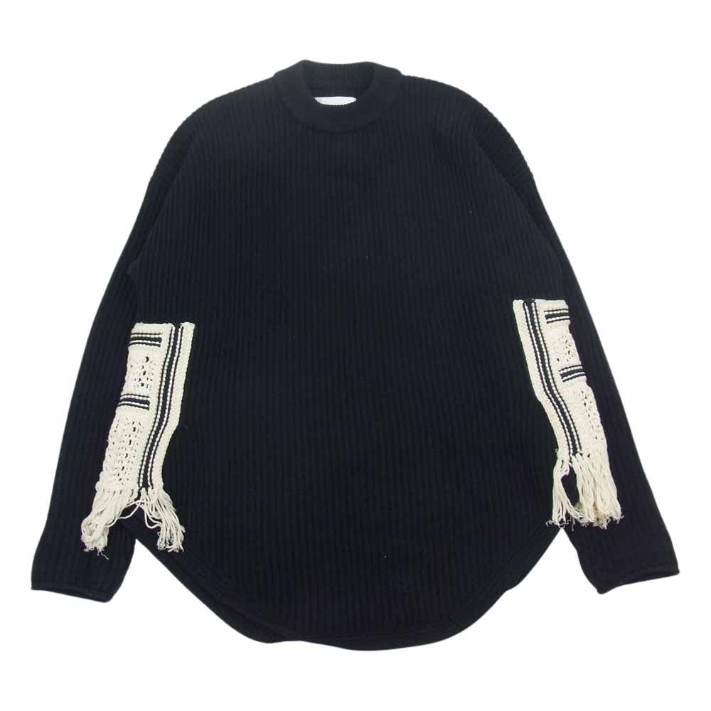 JIL SANDER ジルサンダー 20AW JSMR751008MRY2104802 サイドフリンジ チャンキー ローゲージ ニット ブラック系 44【中古】