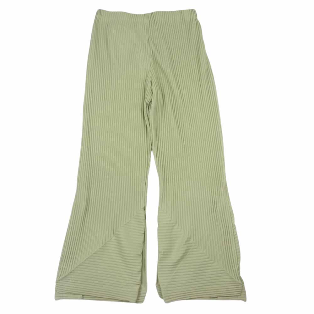 HOMME PLISSE ISSEY MIYAKE オム プリッセ イッセイミヤケ 23SS HP31-JF198-60 プリーツ加工 フレアパンツ ライトグリーン系 2【美品】【中古】