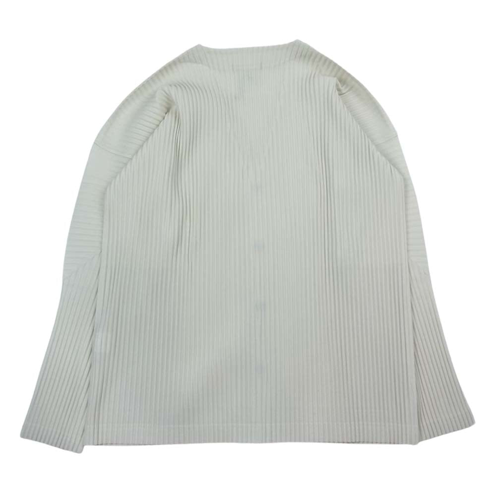 HOMME PLISSE ISSEY MIYAKE オム プリッセ イッセイミヤケ 23SS HP31-JL191-03 プリーツ加工 Vネック カーディガン オフホワイト系 3【美品】【中古】