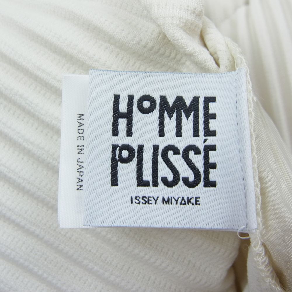 HOMME PLISSE ISSEY MIYAKE オム プリッセ イッセイミヤケ 23SS HP31-JL191-03 プリーツ加工 Vネック カーディガン オフホワイト系 3【美品】【中古】
