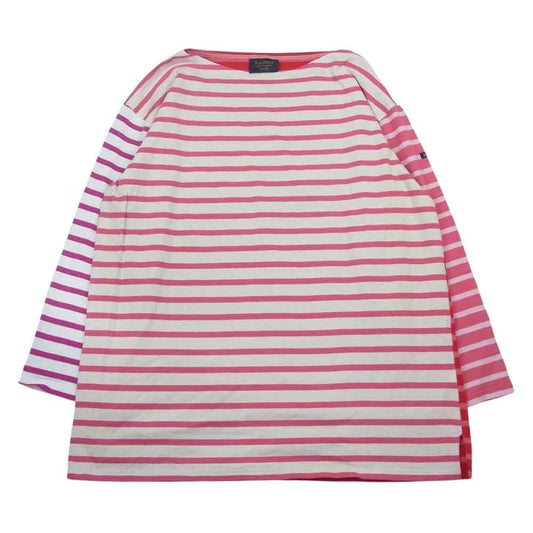 Le Minor ルミノア トゥモローランド別注 クレイジーパターンビッグ バスクシャツ ボーダー カットソー ボートネック 長袖 Tシャツ レッド×ホワイト マルチカラー系 1【中古】