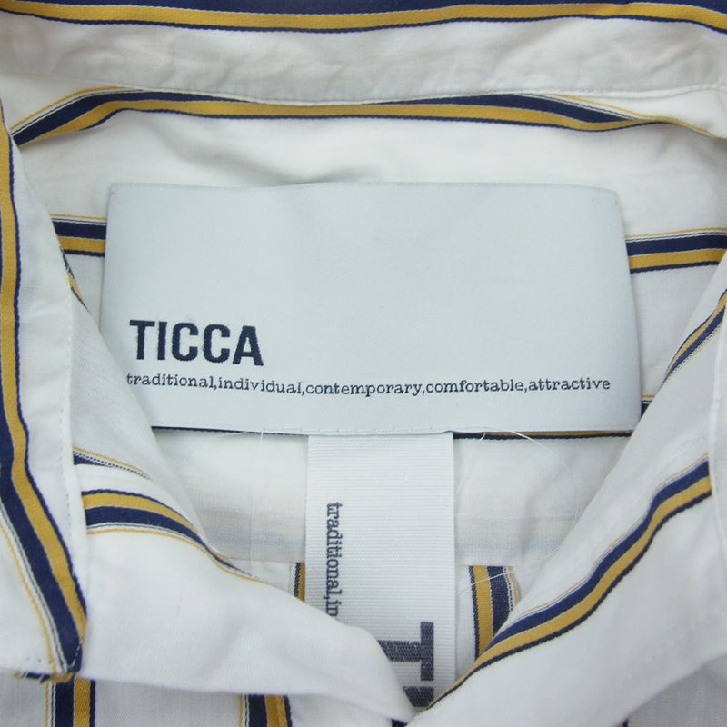 ティッカ 0291401061 TAIS-061 ストライプ スクエアビッグ ロングシャツ ワンピース ホワイト系【中古】