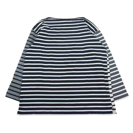 Le Minor ルミノア 32-03-15-03005 トゥモローランド別注 クレイジーパターンビッグ バスクシャツ ボーダー カットソー ボートネック 長袖 Tシャツ ブラック×ホワイト マルチカラー系 1【中古】