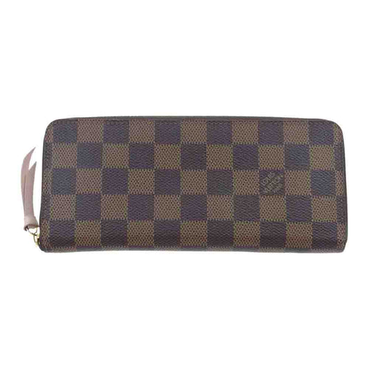 LOUIS VUITTON ルイ・ヴィトン N41626 ポルトフォイユ クレマンス ローズ・バレリーヌ ダミエ ラウンドジップ 長財布 ブラウン系 ピンク系【中古】