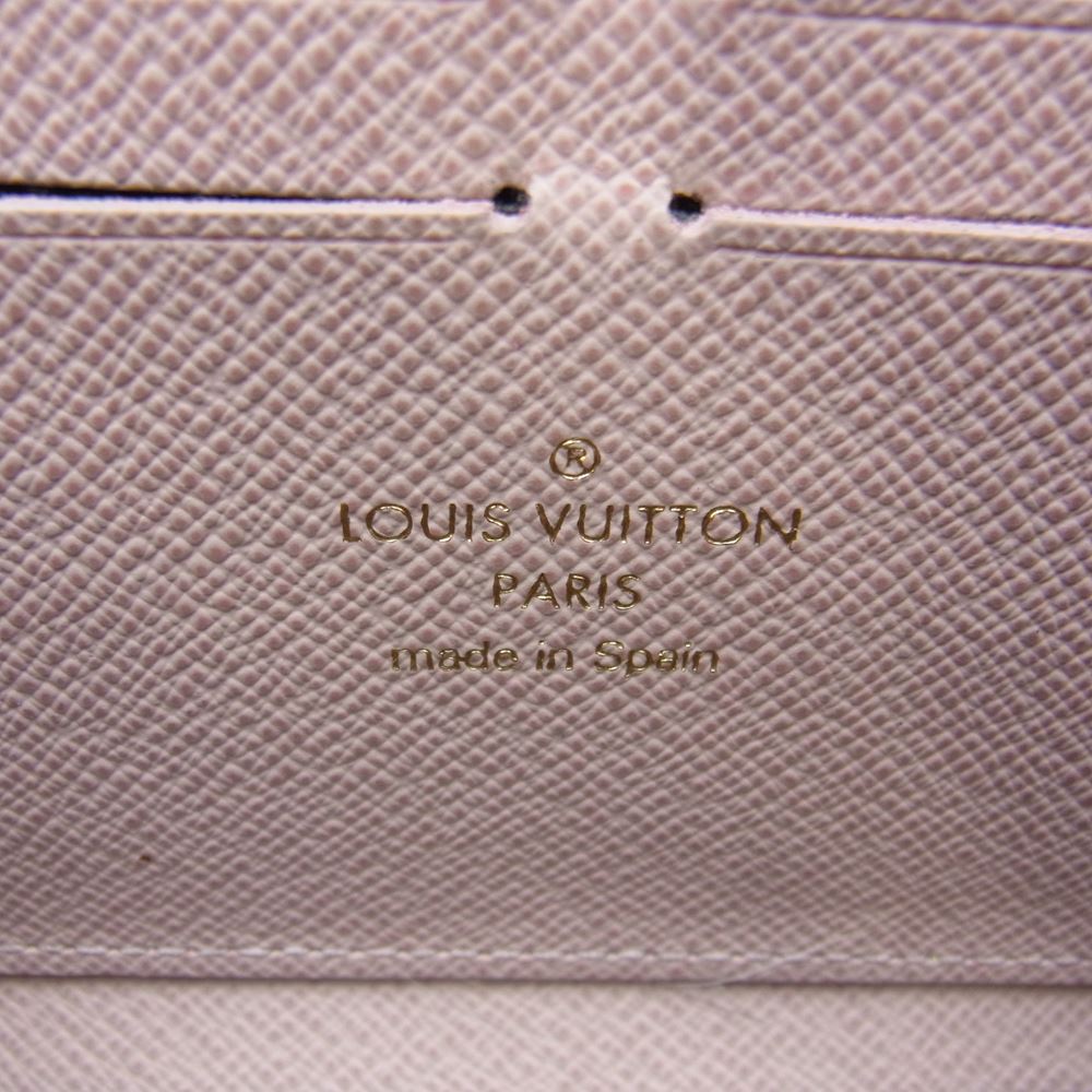 LOUIS VUITTON ルイ・ヴィトン N41626 ポルトフォイユ クレマンス ローズ・バレリーヌ ダミエ ラウンドジップ 長財布 ブラウン系 ピンク系【中古】