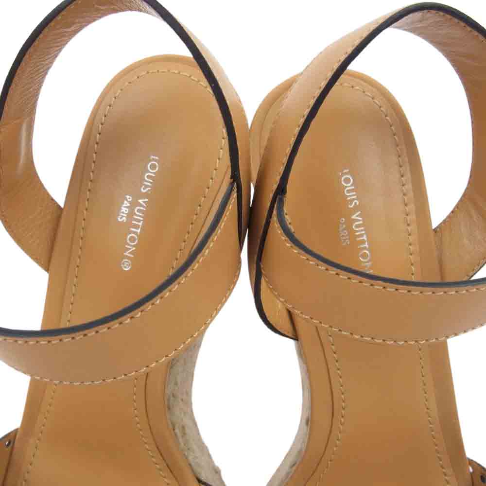 LOUIS VUITTON ルイ・ヴィトン 1A9PLN スターボード ライン レザー 麻 サンダル  ライトブラウン系 37【中古】