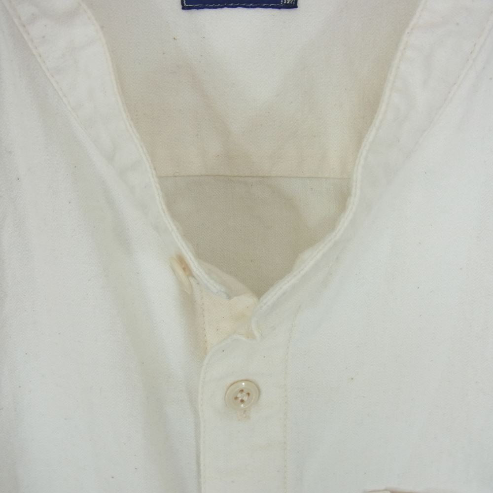 THE FLAT HEAD ザフラットヘッド バンドカラー スタンドカラー シャツ オフホワイト系 M【中古】