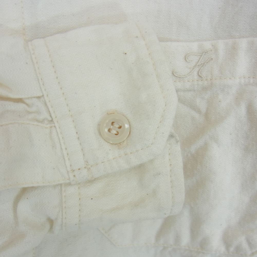 THE FLAT HEAD ザフラットヘッド バンドカラー スタンドカラー シャツ オフホワイト系 M【中古】