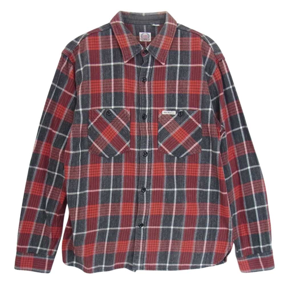 THE FLAT HEAD ザフラットヘッド GLORY PARK ネル チェック ワーク シャツ レッド系 サイズ表記無【中古】