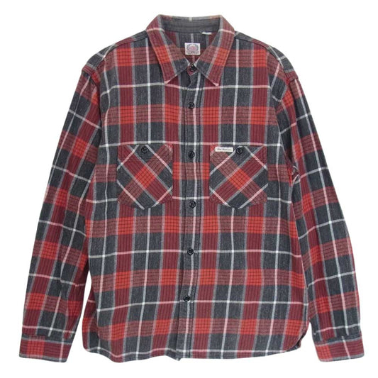 THE FLAT HEAD ザフラットヘッド GLORY PARK ネル チェック ワーク シャツ レッド系 サイズ表記無【中古】