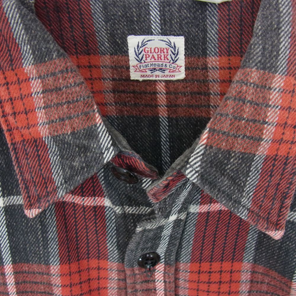 THE FLAT HEAD ザフラットヘッド GLORY PARK ネル チェック ワーク シャツ レッド系 サイズ表記無【中古】