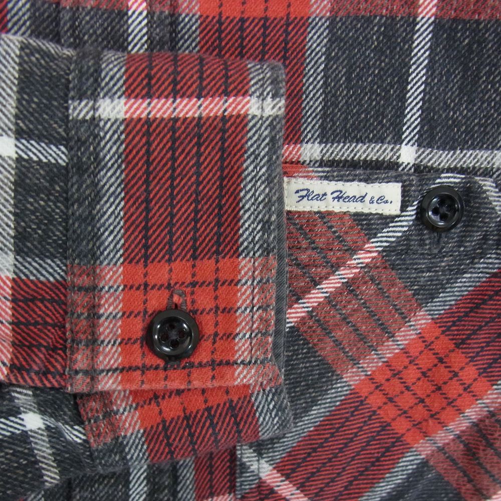 THE FLAT HEAD ザフラットヘッド GLORY PARK ネル チェック ワーク シャツ レッド系 サイズ表記無【中古】