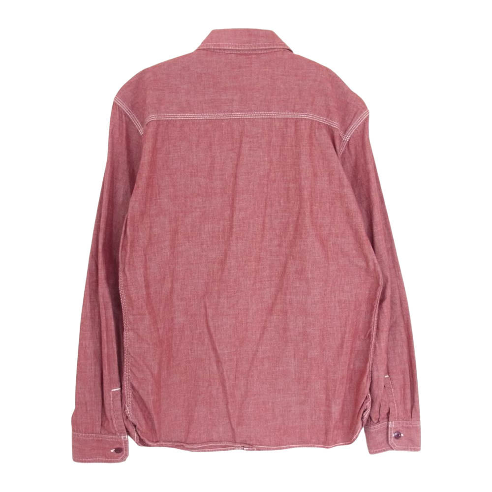 THE FLAT HEAD ザフラットヘッド GLORY PARK シャンブレーワーク シャツ 赤系 レッド系 40【中古】