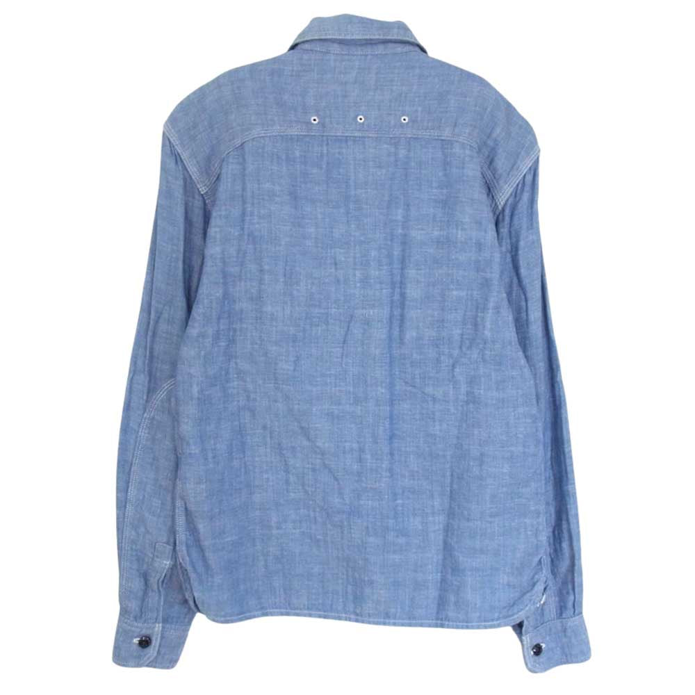 THE FLAT HEAD ザフラットヘッド STEADY BLUE 山ポケ シャンブレー ワーク シャツ ブルー系 36【中古】