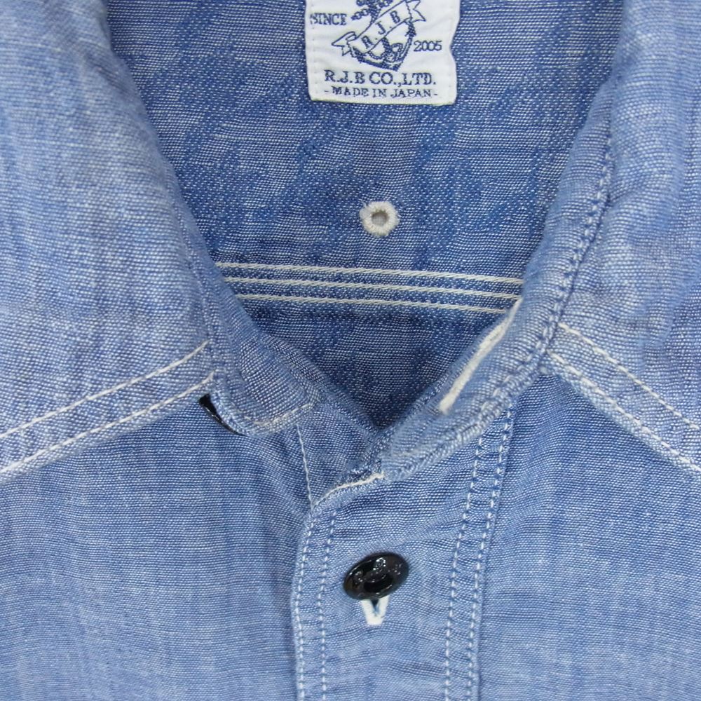 THE FLAT HEAD ザフラットヘッド STEADY BLUE 山ポケ シャンブレー ワーク シャツ ブルー系 36【中古】