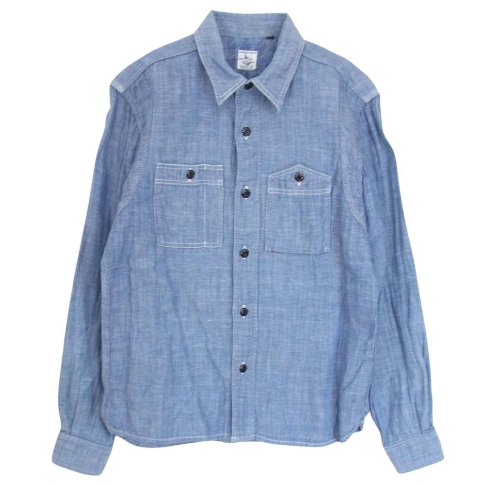 THE FLAT HEAD ザフラットヘッド STEADY BLUE シャンブレー ワーク シャツ ブルー系 38【中古】
