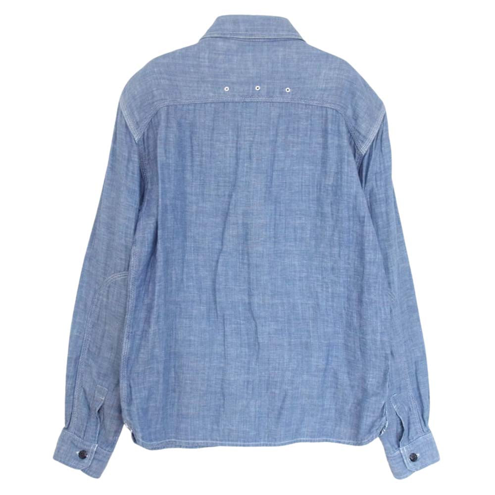 THE FLAT HEAD ザフラットヘッド STEADY BLUE シャンブレー ワーク シャツ ブルー系 38【中古】