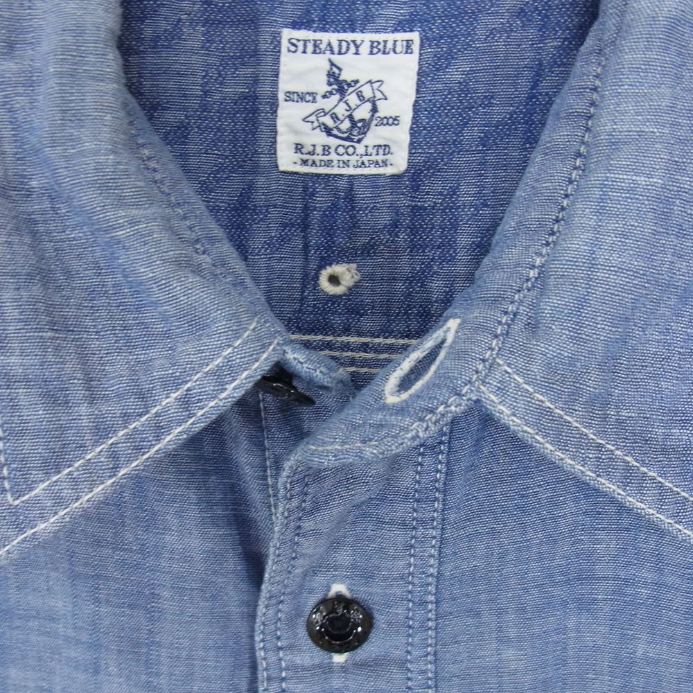 THE FLAT HEAD ザフラットヘッド STEADY BLUE シャンブレー ワーク シャツ ブルー系 38【中古】