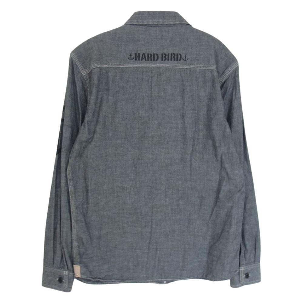 THE FLAT HEAD ザフラットヘッド HARD BIRD プリント シャンブレー ワーク シャツ ブラック系 40【中古】