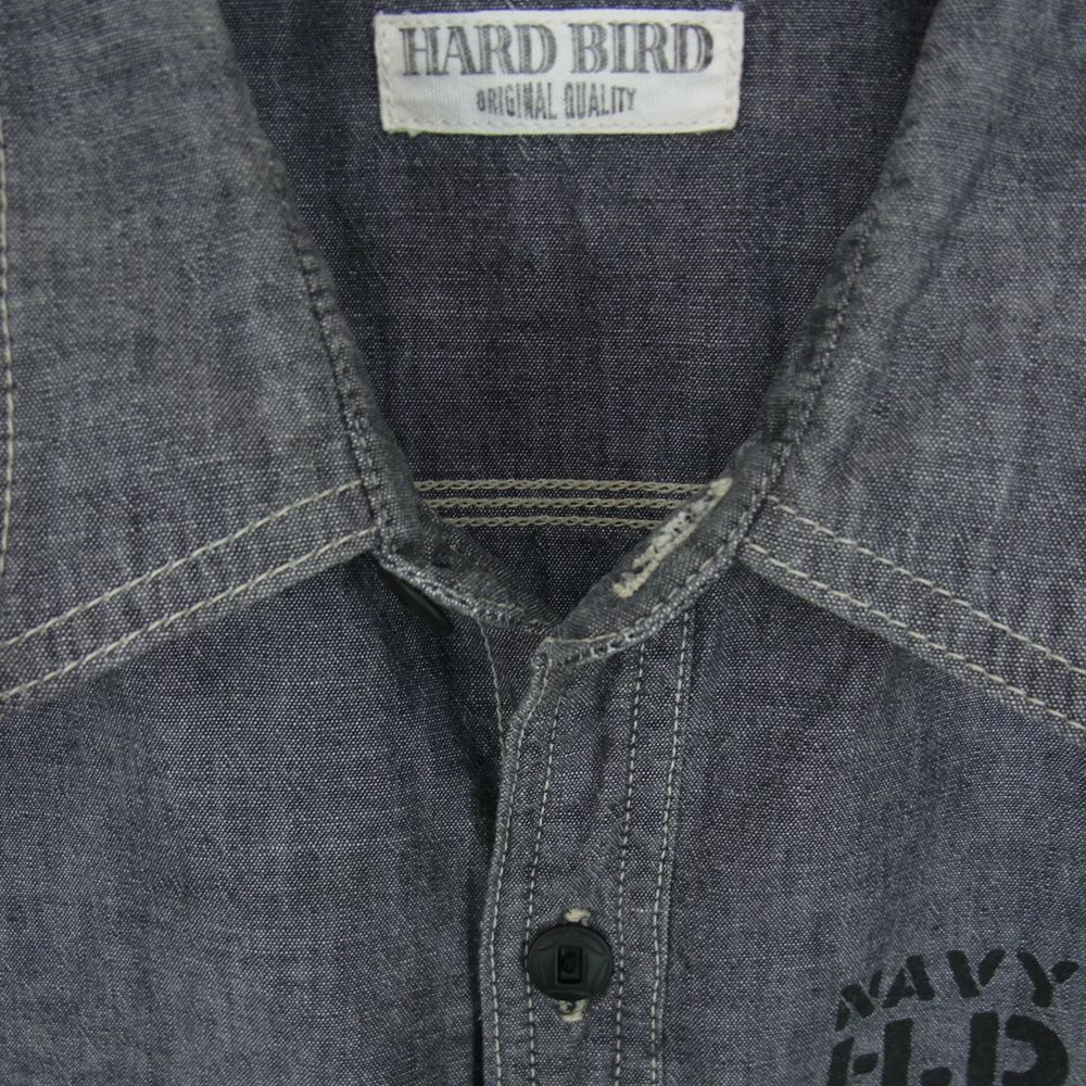 THE FLAT HEAD ザフラットヘッド HARD BIRD プリント シャンブレー ワーク シャツ ブラック系 40【中古】
