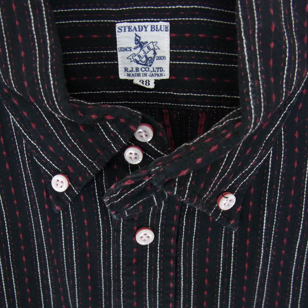THE FLAT HEAD ザフラットヘッド  ストライプ BD シャツ ブラック系 38【中古】