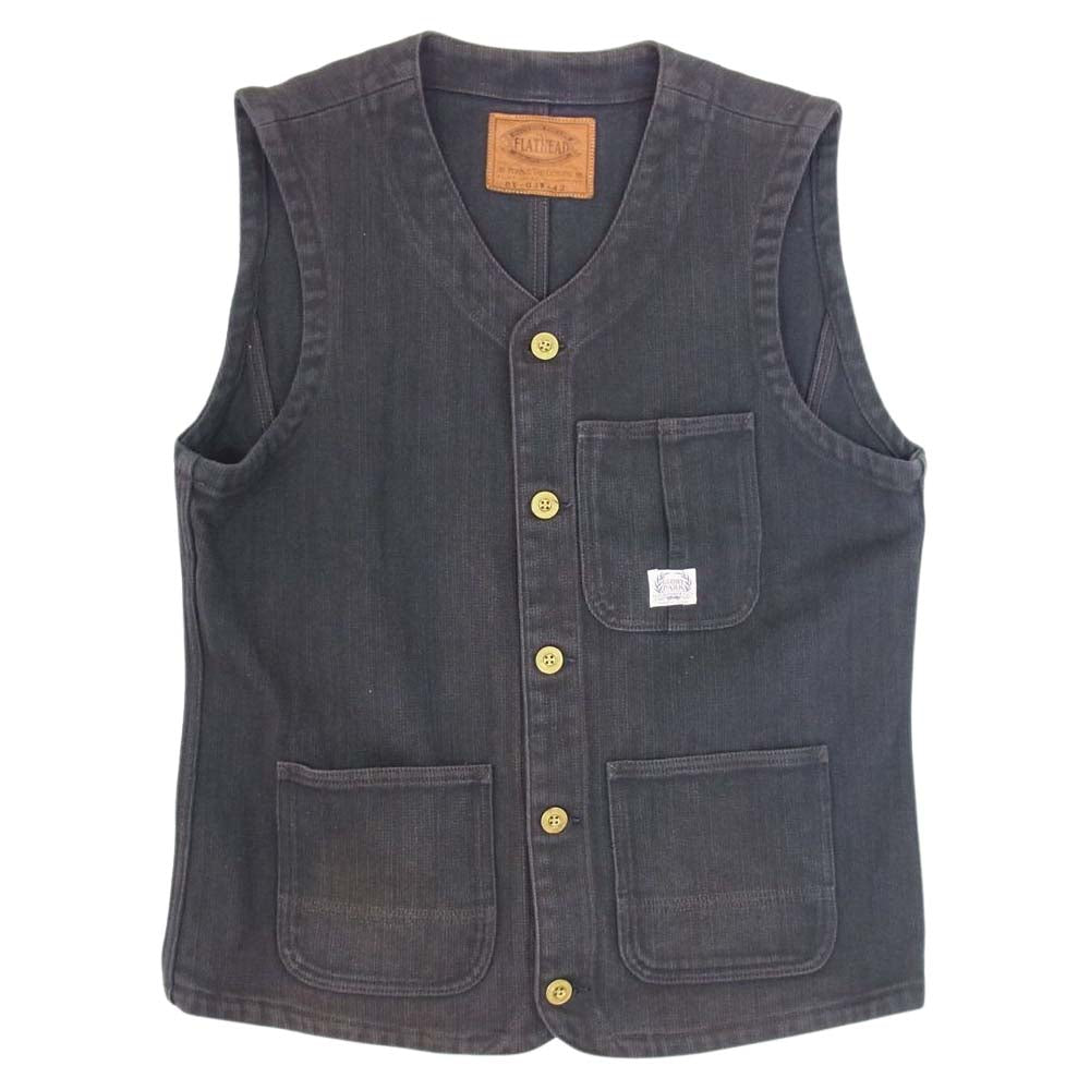 THE FLAT HEAD ザフラットヘッド GLORY PARK DOBBY WORK VEST ドビー ワーク ベスト グレー系 42【中古】