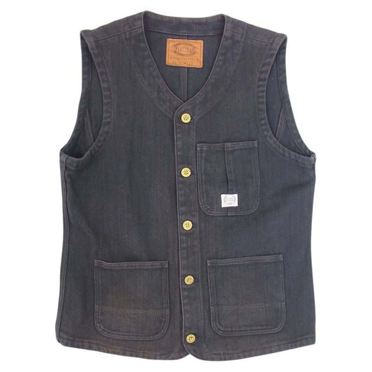 THE FLAT HEAD ザフラットヘッド GLORY PARK DOBBY WORK VEST ドビー ワーク ベスト グレー系 42【中古】