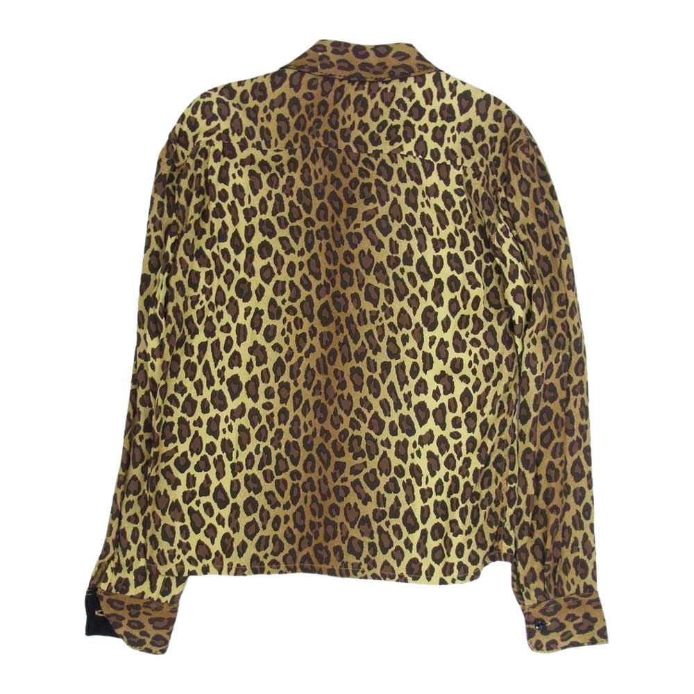 THE FLAT HEAD ザフラットヘッド Black Mint レーヨン ヒョウ柄 プリント 長袖 オープンカラー シャツ ブラウン系 S【中古】